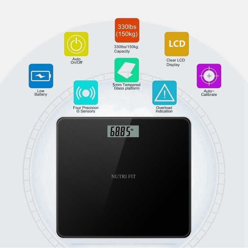 NUTRI FIT Digital Bathroom Scale for Body Weight, Bath Scale