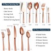 45-Piece Silverware Set with Serving Utensils Set, Rose Gold Hammered