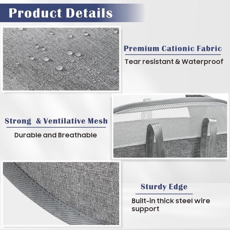 BOSNONA 2 Pack Large Collapsible Laundry Baskets 74L Pop Up