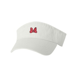 One Size White Visor Red Bow with Polka Dots Embroidered Visor Dad Hat
