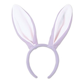 Beistle Soft-Touch Bunny Ears, Lavender/White, One Size (40771-LW)
