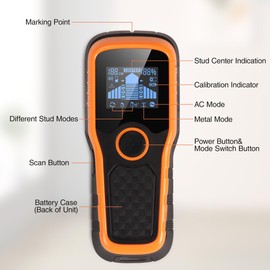 Stud Finder Wall Scanner, Stud Detector 6 in 1 with Upgraded Intelligent Chip, HD LCD Screen and Audio Alarm, Stud Sensor for Wood Metal Live AC Wire Pipe Studs Joist Drywall Detection