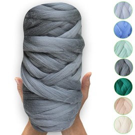 MeriWoolArt® 100% XXL Merino Wool - 19 Micron Soft, Thick Wool - Felting Wool for Dry Felting, Wet Felting - DIY Blanket, Baby Wool, Arm Knitting - Fluffy Wool for Knitting & Crochet