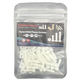 Nylon PA66 Plastic White Color Metric Knurled Hex Socket Head Cap Screws with Nuts and Washers M4X15/30sets