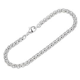 NKlaus Bracelet 925 Sterling Silver 19 cm Braided Chain Oval Pressed Women's Bracelet Exquisite 12472, Sterling Silver
