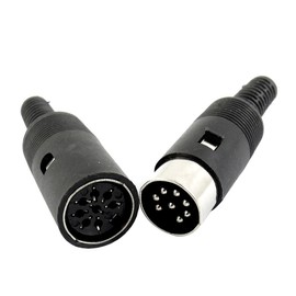 uxcell a14071000ux0762 Black DIN 8-Pin Male + Female Socket Cable Connector Pair