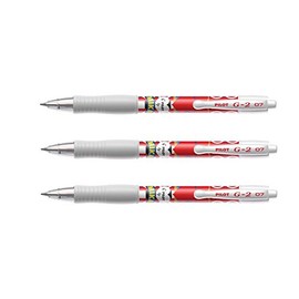 Pilot G-2 Gel Ink Pens Pack of 3 Red Mika Edition Limitee