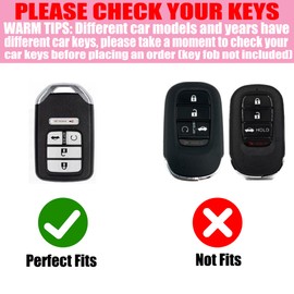 YIKECASE Key Fob Cover with Diamond Heart Keychain Car Key Holder Compatible with 2016-2022 Honda Accord Civic CRV Pilot Ridgeline Passport Remote Key Protector for Women, 5 Buttons (Pink-Wrist Rope)