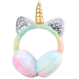 IHCEMIH Ear Muffs Girls Women Earmuffs Fluffy Plush Adjustable Unicorn Sequins Earmuff Winter Accessories Ear Warmers Running Skiing Ears Covers Protectors from Wind Cold Outdoor Gift for Children B