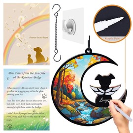 Agoumlux Dog Angel Memorial Suncatcher with Rainbow Bridge Poem Card, Pet Sympathy Gifts for Loss of Dogs and Cats, Natural Landscape 2