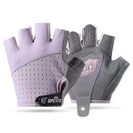 FYting Children's cycling gloves, riding gloves children, fingerless gloves, comfortable, breathable, protective palms for ice skating, scooters, outdoor sports, sports lessons (purple, M)