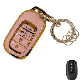 OVIOBOER Pink Soft TPU Key Fob Cover Case Protector for Honda, Keychain, Accessories for 2022 2023 2024 Accord Civic HR-V CR-V Pilot Smart Remote Key (For Honda B)