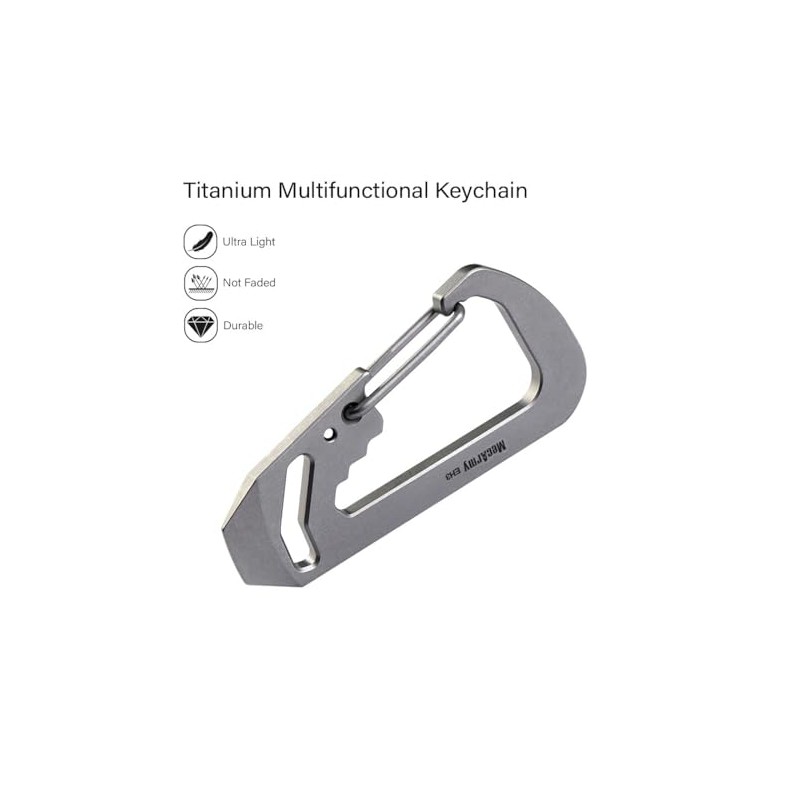 MecArmy EH3 EDC Keychain Carabiner, Crowbar/Allen Key/Bottle Opener (Titanium)