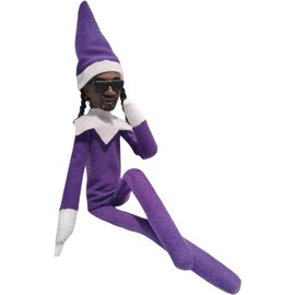Snoop on a Stoop Rapper Elf Christmas Decoration, Handmade Hip Hop Ornament Plush for Holiday Home Garden Party Decor (Purple)