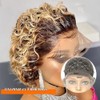 Fereowth Ombre Short Curly Lace Front Wigs Human Hair Wig