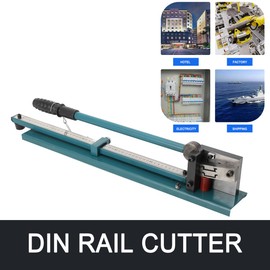 EODSAD Manual Din Rail Cutter, Dual Groove Rail Cutting Tool with 50cm/20in Measuring Ruler Sliding Baffle for Slotted Steel Aluminum Iron PVC Guide Rail Cutting