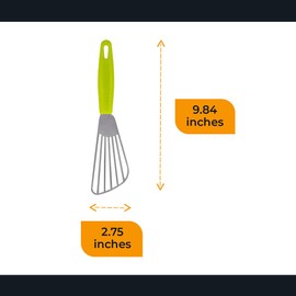 Fish Cooking Spatula with Plastic Handle - Metal Kitchen Turner - Stainless Steel Slotted Dishwasher Safe Spatulas