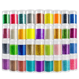 36-Color Ultra Fine Holographic Glitter Set - Iridescent Glitter Powder for Tumblers, Slime, Epoxy Resin Arts & Crafts, and Makeup (Body, Nail, Face, Hair, Eyeshadow)