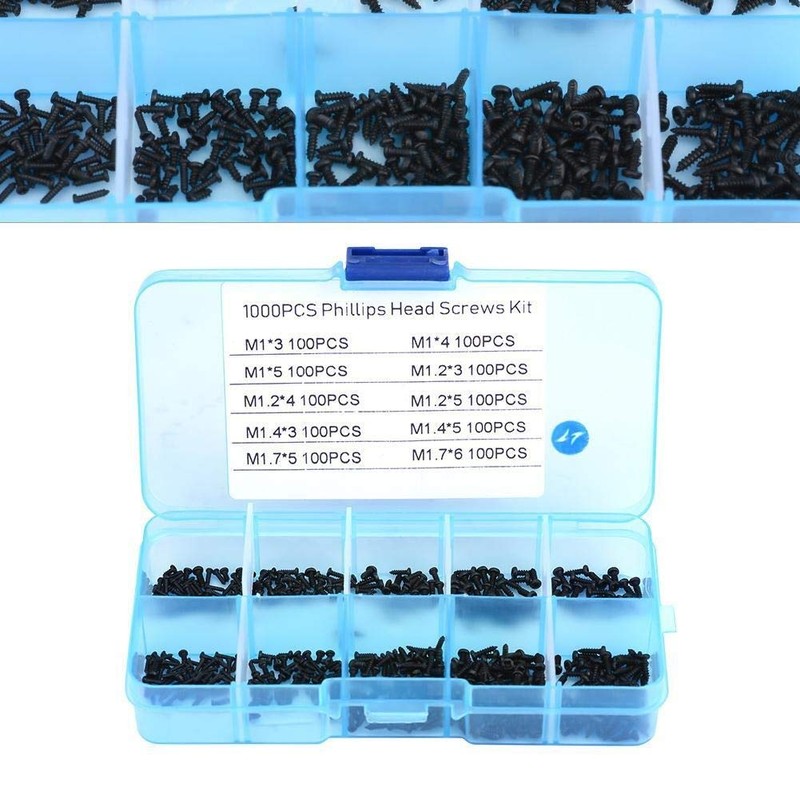 KSTE 1000pcs Small Screws Cross Head Sheet Metal Screws Assortment