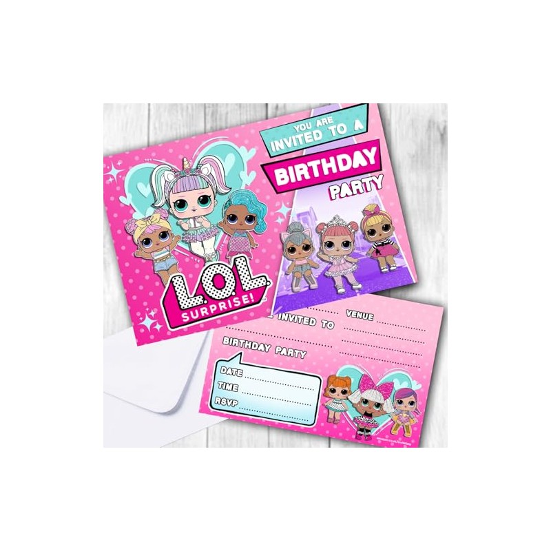 LOL Invitations (WRITE ON) Birthday Party Invites Double Sided (Pack