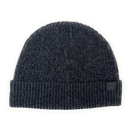 Bruno Magli 100% Italian Cashmere Hat for Men – Men’s Knit Winter Beanie (Black 2-Tone Ribbed)