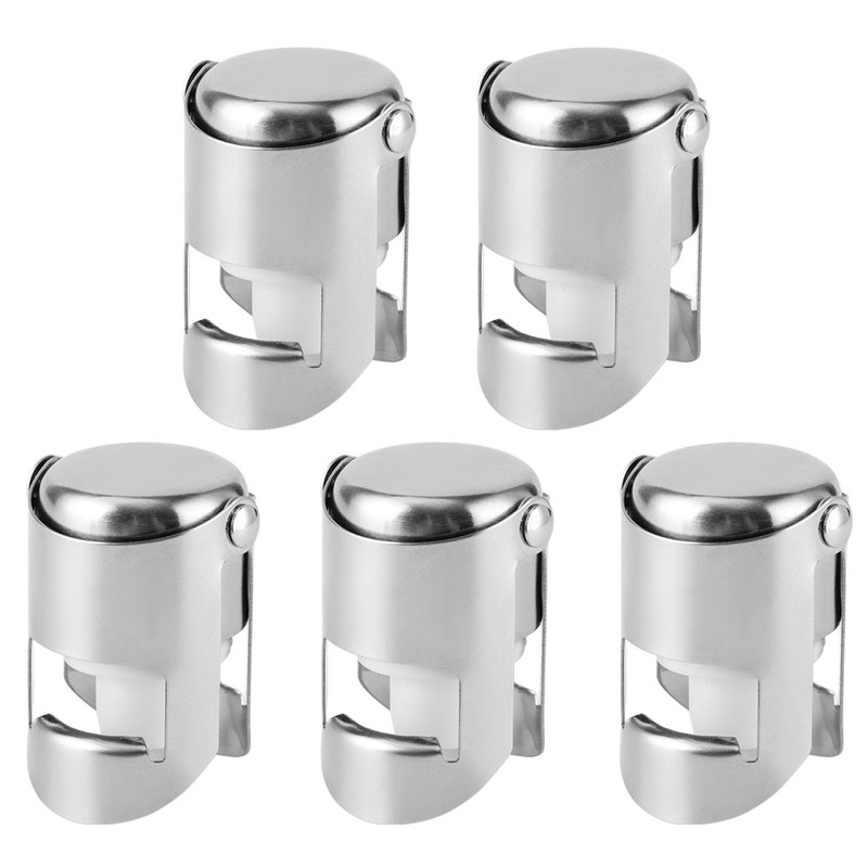 5PCS Stainless Steel Champagne Stopper Wine Drinks Bottle Plug Sealer
