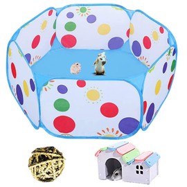 Hamster Playpen, Portable Small Animals Playpen Breathable and Pet Playpen Pop Open Outdoor/Indoor Exercise Fence Portable Yard Fence for Guinea Pigs Gerbils Chinchillas Hedgehogs