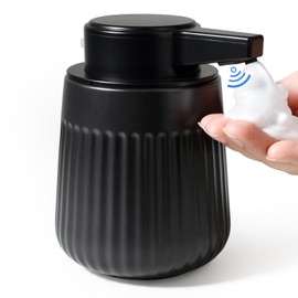 BosilunLife Ceramic Automatic Soap Dispenser,3 Adjustable Levels,Black,10oz