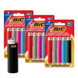 BIC Classic Lighter, Assorted Colors, 5 Count (Pack of 3)