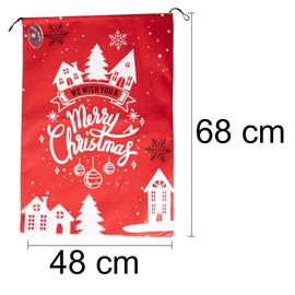 SHATCHI Large Santa Sack 48x68 cm – Red Felt Merry Wish Xmas Stocking Filler Gift Bag with Drawstring, Christmas Accessories