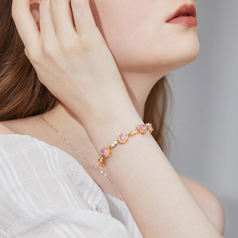 Birthstone Bracelets for Women 925 Sterling Silver Heart Charm Created