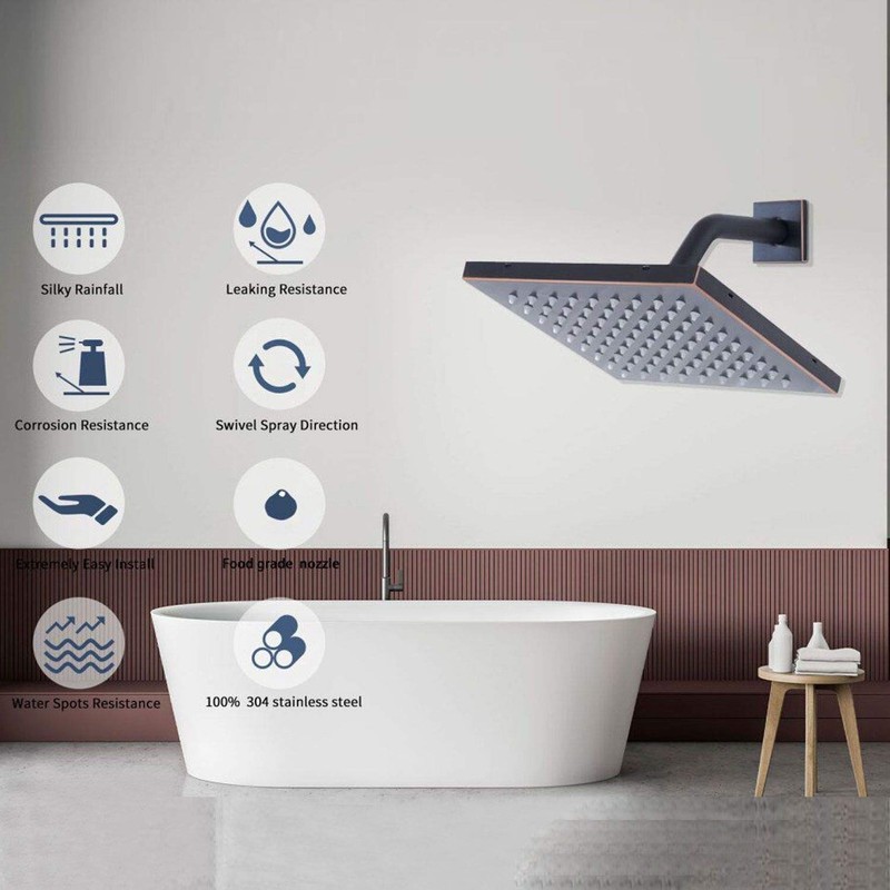 Oil Rubbed Bronze Shower Head Blucky 8 inch High Pressure