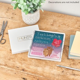 Hunts England - Luxury Boxed Wife 45th Anniversary Card - Starry Night - Cute Bears - Verse 45th Anniversary Card For Wife - Cute Poem Wife Anniversary Card - Card In Keepsake Box