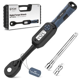 3/8 Torque Wrench Digital (2.21-44.25 Ft. Lb) ±2 % Accuracy Digital Inch Pound Torque Wrench 3/8 Drive Ratchet with Buzzer LED Flash Track Mode/Universal Joint & 6" Xtension Bar for Bike Moto Auto