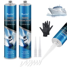10.5 oz Marine Adhesive Sealant 5200 - High Bond Marine Sealants (White), Underwater Marines Caulking Sealant, Fast Curing, MuzeFansi Flexible Joint Sealants for Boats, Hulls, Decks, and RVs - 2 Pack