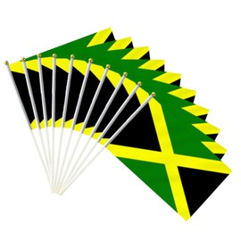 10 PCS Handheld Jamaica Flag,8.5×5.5 Inch Hand Held Mini Jamaican Flags Banner For Indoor Outdoor Parade Waving The Tlag and Shouting