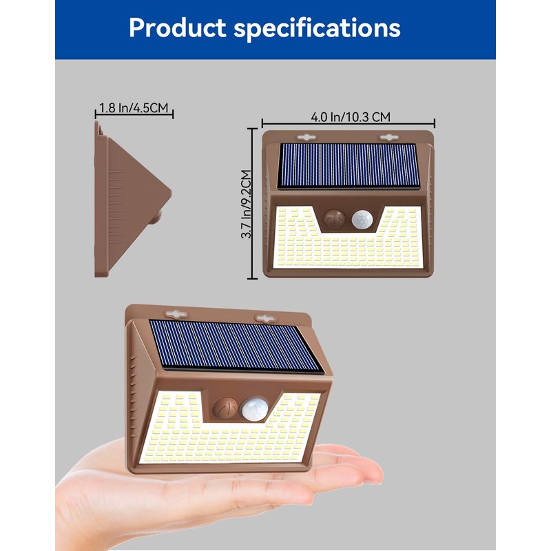 Peasur Brown Solar Lights Outdoor Motion Sensor 8 Pack, Ultra-Bright