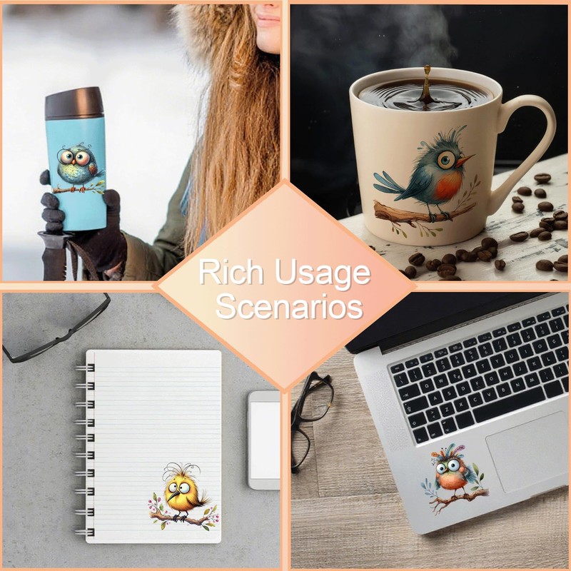 UV DTF Cup Wrap - 12 Sheets Funny Birds on