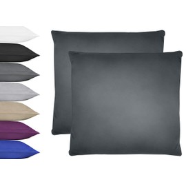 NatureMark Pack of 2 Microfibre Cushion Covers 100% Polyester Cushion Cover with Zip 40 x 40 cm Anthracite Grey