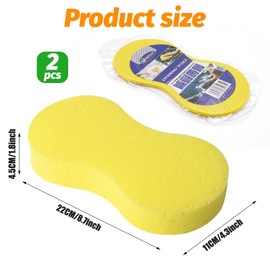 Jumbo Sponges, 2 Pack Car Sponges,Cleaning Sponge and Anti Scratch Technology, for Window Washing & Car Exterior(2pcs Yellow)