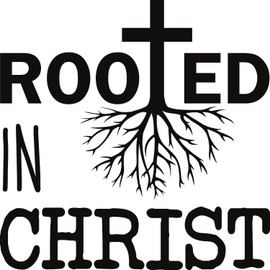 Rooted in Christ Christian Religious Vinyl Decal Sticker for Car/Window/Wall (White Gloss)
