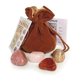 Taurus Crystals Tumblestone Set - Carnelian, Moonstone, Rose Quartz, Rhodonite - Reiki Charged - Star Sign Zodiac