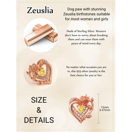 Zeuslia Rose Heart Birthstone Earrings for Women, 925 Sterling Silver Women Stud Earrings, Mother's Day Birthday Anniversary Jewelry Gifts for Wife Mom Grandma Daughter, Sterling Silver, Citrine