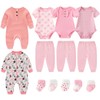 Ruliby Baby Girl Bodysuit and Pant Sets Ribbed Romper Soft
