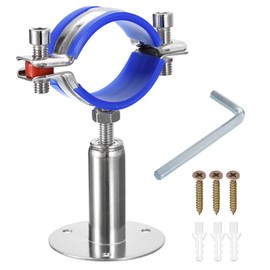 sourcing map Stainless Steel Pipe Supports Wall Mount Ceiling Mount Pipe Bracket Adjustable Clamp Pipe Strap Fit for Dia 48-51mm Pipe Tube