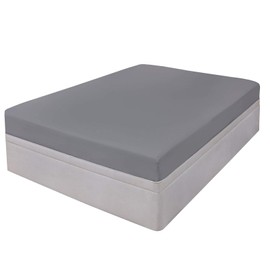 Highams 100% Cotton Fitted Bed Sheet Plain Dye Easy Iron, Grey Silver - Single