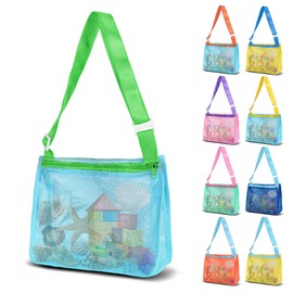 VOROLO Mesh Beach Bag for Holding Toys,Sand Towels Tote for Kids Seashell Collecting,Swimming Accessories for Boys and Girls