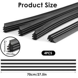 MMSZHL 4 Piezas de Repuesto de Limpiaparabrisas de 28 Pulgadas, Tiras de Goma para Limpiaparabrisas, Repuesto Universal sin Marco,para la Mayoría de Vehículos, Furgonetas, Camiones, Autobuses