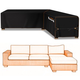 Rimwig Outdoor Sofa Covers Waterproof 420D Heavy Duty Oxford Fabric L-Shaped Sectional Sofa Cover 104x83in. Left Facing outside Patio couch Covers windproof garden Furniture Cover with Waterproof Tape