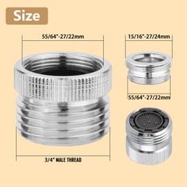 Brass Sink Faucet to Garden Hose Adapter, 2 Pcs Dishwasher Faucet Adapter, Sink Faucet Adapter Kit with Aerator, Sink Faucet To Garden Hose Adapter For Bathroom/Kitchen, 3/4" GHT Thread Chrome